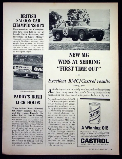 Castrol Oil - 1967 Original Press Cutting Advertisement - F113