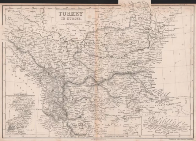 Turkey in Europe. Balkans. Inset the Bosphorus & Crete. BRITANNICA 1860 map