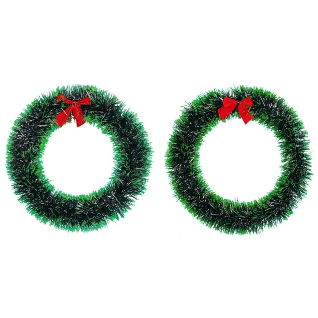 EY# 25/30CM Plastic Christmas Wreath with Red Bow Xmas Holiday Decor (Green 25cm