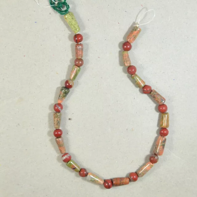 Natural Unakite round pencil & sunstone ball Gemstone beads 10 inch Line