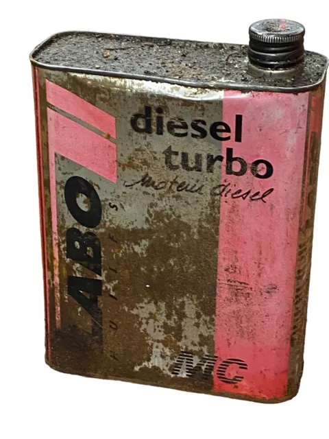 Vintage Ancien  Bidon Métal D Huile Labo Diesel Turbo Tourisme Handy Oil