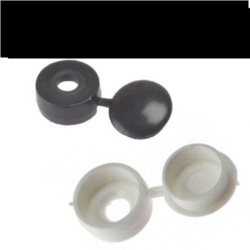 thumbnail image 2 of 10 Pack White Plastic Screw Caps – Hinged Fold-Over Design, Fits #6-8 Gauge Screws, Round Head 2 of 6