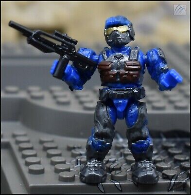 Halo Mega Bloks Unsc Bleu Marine Avec / Bataille Fusil Mini Figurines