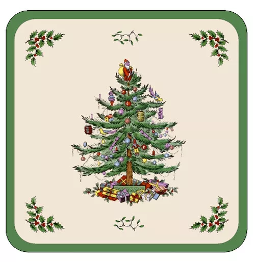 Spode Christmas Tree Design Coasters Set of 6 Festive Table Mat Place Setting