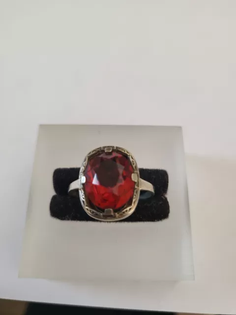 Jugendstil  835er  Silber  Ring ovaler Rubin roter Stein  Antikschmuck