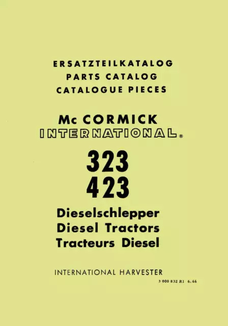 IHC / Mc Cormick 323 bis 654 Ersatzteilliste Mähwerk