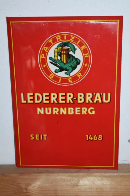 Altes Brauereischild/Imoglasschid Patrizier Bier,Lederer-Bräu Nürnberg,Original