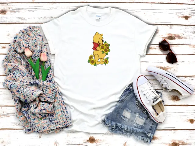 T-Shirt Winnie the Pooh Bear Cartoon Figuren 3/4 kurzärmelig Frau