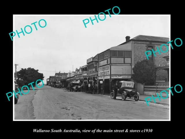 OLD 8x6 HISTORIC PHOTO OF WALLAROO SOUTH AUSTRALIA THE MAIN St & STORES c1930