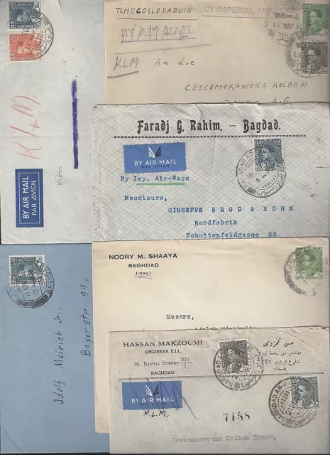 IRAQ 1930s COLLECTION OF SIX COVERS ALL FRANKED KING GHAZI ISSUE TO GERMANY AUST