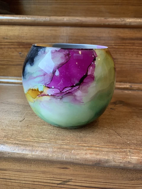 Dolce Vita Watercolor Round Vase, Fish Bowl Shape Italian. By Franco