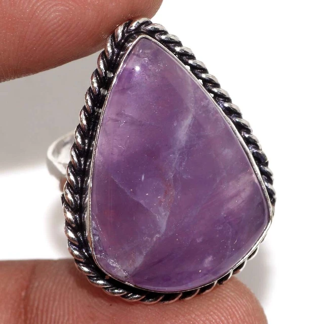 Amethyst 925 Silver Plated Gemstone Handmade Ring US 6.5 Women Gifts GW