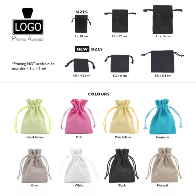 Eco Cotton Linen Gift Bag with Drawstring Jewellery Pouch Drawstring Pouches