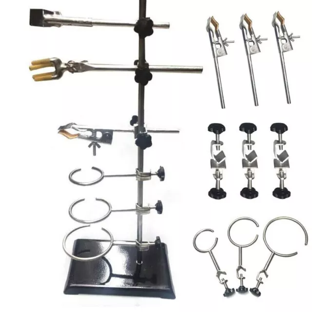 Retort stand for laboratory 24" steel rod,iron heavy base,bosshead,burette clamp