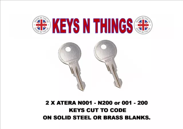 2 x Roof Box Roof bar keys N001 - N200 001-200 Hopkirk Exodus Atera Thule Rhino