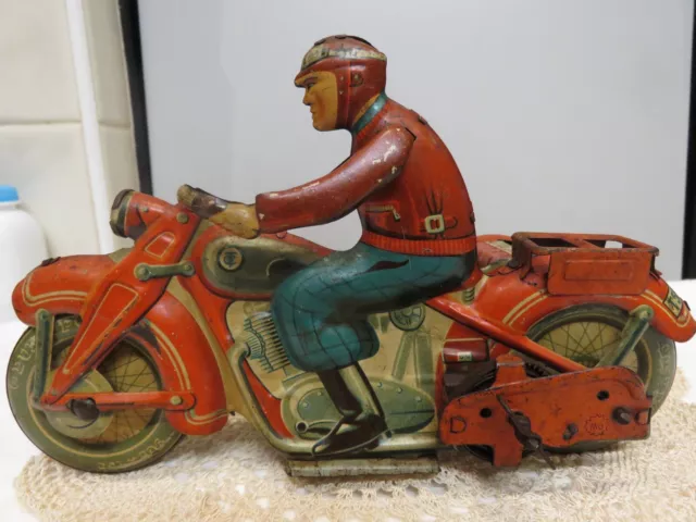 Rare Vintage Tipp and Co Motor Bike and Sidecar Wind Up Tinplate Toy.
