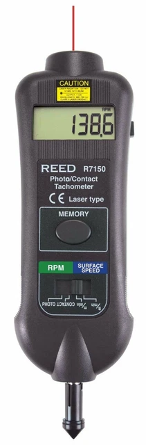 REED Instruments R7150 Professional Combination Contact / Laser Photo Tachometer