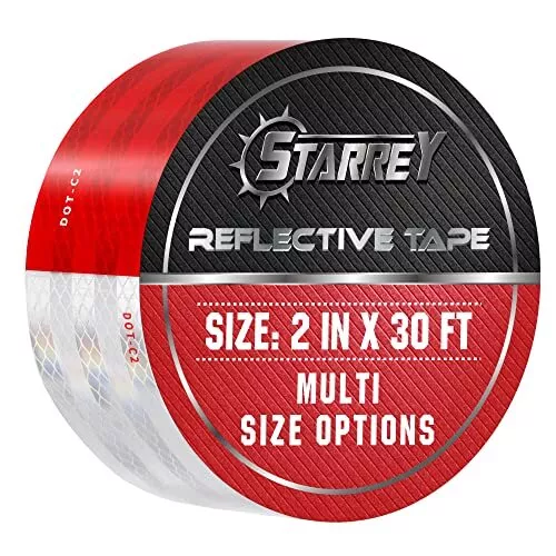 DOT-C2 Reflective Tape 2 in X 30 FT Red White Waterproof Outdoor Selfadhesive...