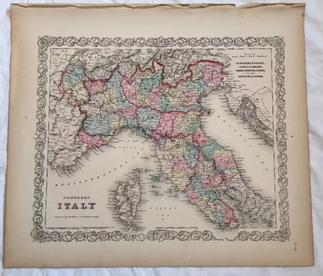 Northern ITALY, No 18, Antique Atlas Map 1855 Colton World Maps