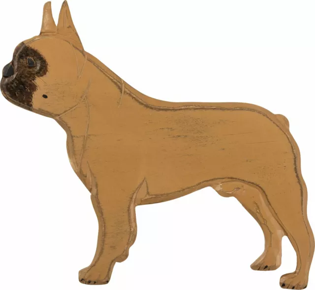 Französische Bulldogge Solid Holz Wandbehang Figur