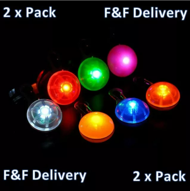 2x LED Dog Collar Safety Warning Lamp Night Clip Light Flashing Pet Pendant Tag