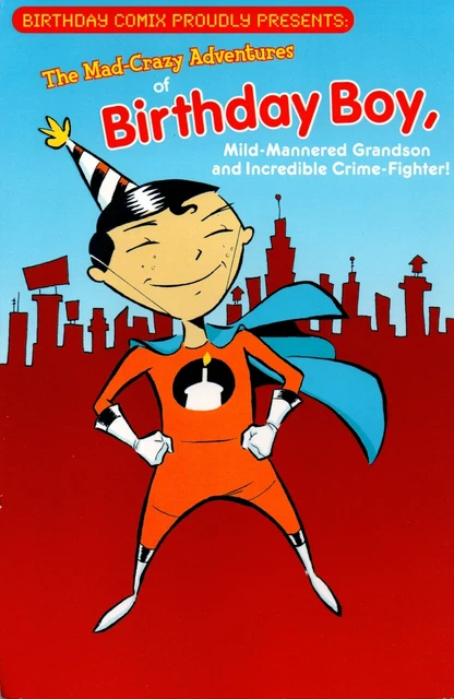 Superhero BIRTHDAY Card FOR GRANDSON, Comic Book,by American Greetings + nvelope