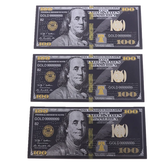 Antique Black Gold Foil USD 100 Currency Commemorative Dollars Banknotes DA`ee