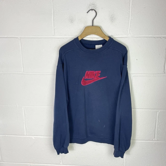 Vintage Nike Sweatshirt Mens Extra Large Blue Red Spell Out 90s Retro Swoosh