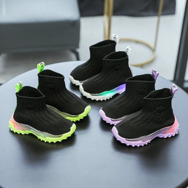 Toddler Light Up Luminous Boot Trainers LED Flash Sneakers Boys Girls Kids Shoes