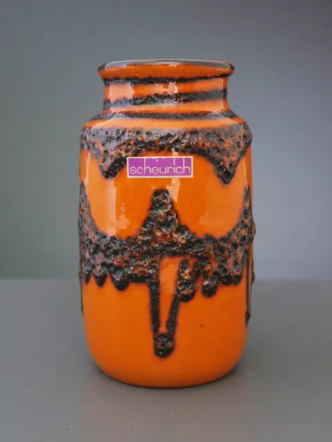 Orange Scheurich Fat Lava Vase 231-15, West German Pottery