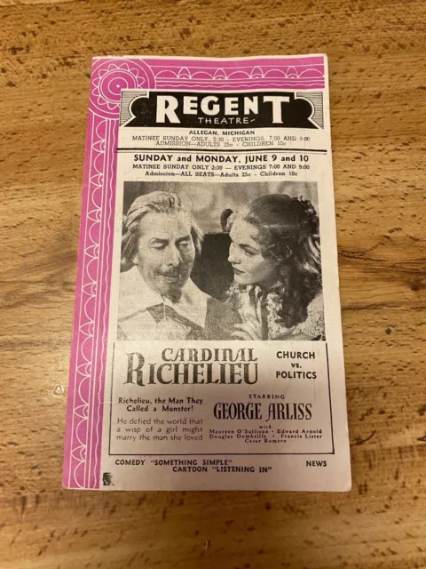 VTG Movie Flyer Advertising Regent Theatre MI George Arliss Princess O'Hara