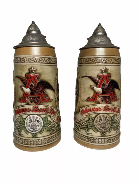 Anheuser-Busch Budweiser "B" and "D” Series Lidded Beer Stein Limited Edition