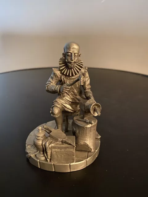 Vintage 1977 Franklin Mint "Goldsmith" Pewter Statue Renaissance Craftsmen 