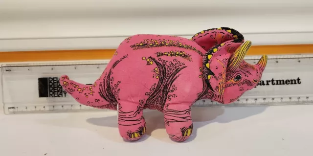 Vintage Applause 1992 Triceratops Dinosaur Pink Stuffed Animal Toy