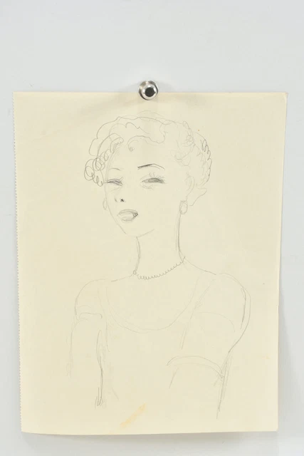 L85T17-Estate Ernesto de Fiori (1884-1945) Sketch, Woman with Creoles