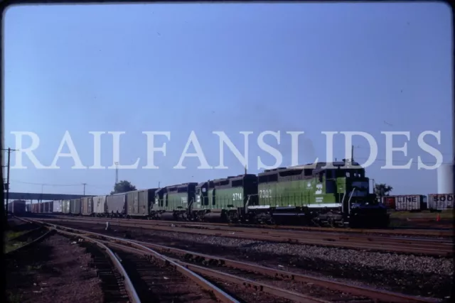 Original train slide BN Burlington Northern locomotive 7302, 1989