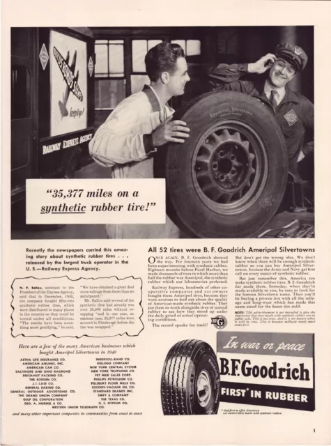Print Ad B.F. Goodrich Tires 1942 WW2 Bonds Full Page Large Magazine 10.5"x13.5"