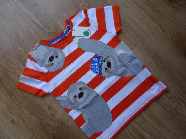 MINI BODEN boys orange white sloth t shirt top AGE 4 - 5 YEARS NEW BNWT