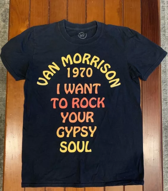 Van Morrison Shirt Mens Small Black I Want To Rock Your Gypsy Soul 1970 Tee
