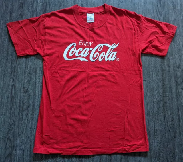 Vintage Enjoy Coca Cola Screen Stars Red T-Shirt Medium M Fruit of the Loom