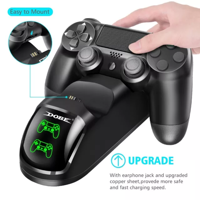 DOBE LED 2 Dual Controller Fast Charger Dock Station Stand For PS4/PS4 Slim/Pro 3