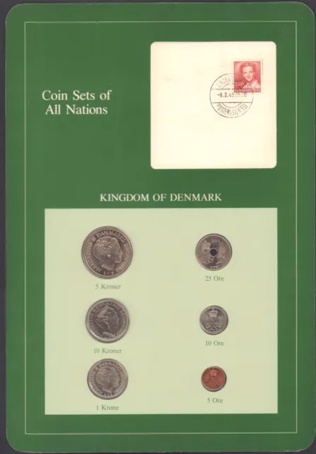 Coin Sets of All Nations Kingdom of Denmark BU 1984 6 coins 5Kr & 10Kr better