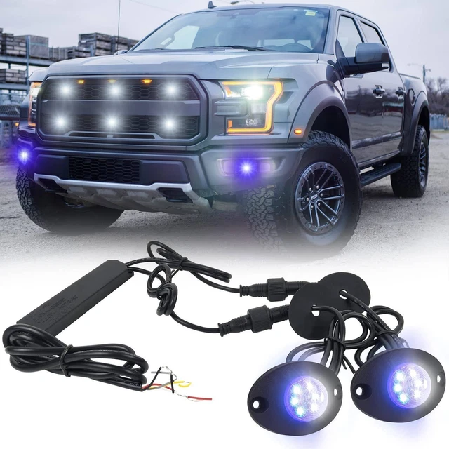 4 PCS 2 IN 1 Hideaway Emergency Strobe Lights Warning Flash Light Surface Mount