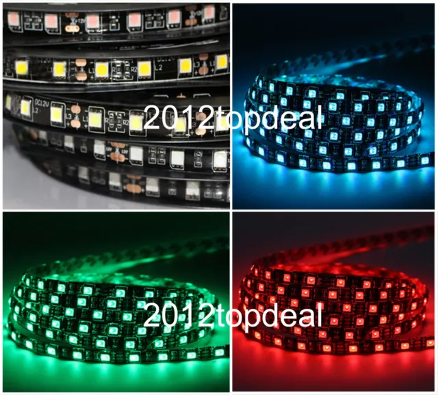 DC12V 5M 5050 300LED Strip Light car DRL DIY tape lamp Black PCB Waterproof IP65