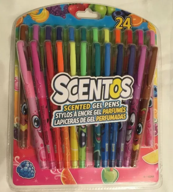 24 PC Scented Gel Pens Set Fruit Scent Glitter Pen School Drawing Coloring Book