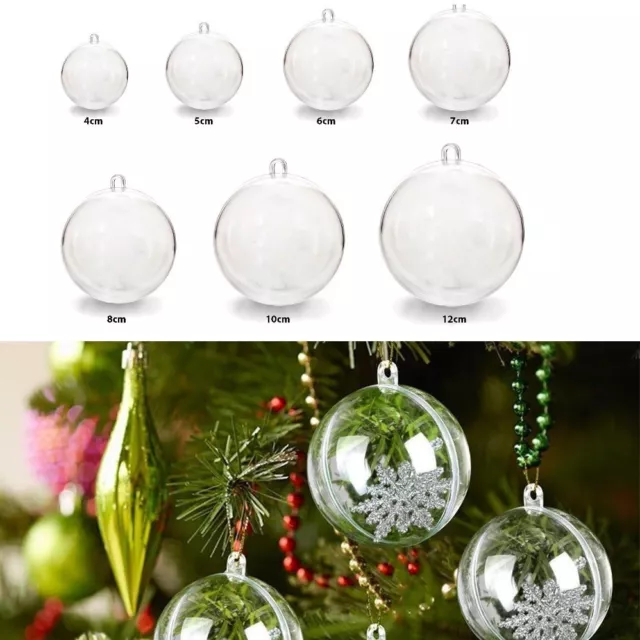 Christmas Decoration baubles Wedding Xmas 20/50 Clear Plastic Craft Ball  Sphere