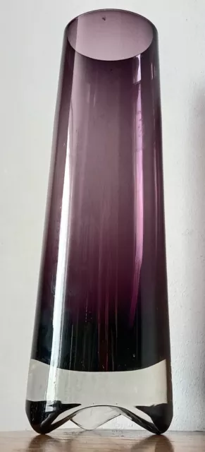 Tall Vintage Mid Century Aseda Amethyst Glass "Skol" Vase - Bo Borgstrom Sweden