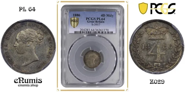 Great Britain, Victoria, Maundy 4 Pence 1886, nicely toned, PCGS PL 64