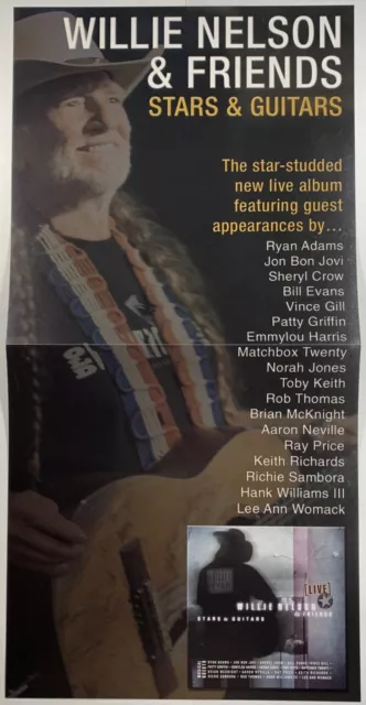 WILLIE NELSON Stars & Guitars ORIGINAL 12x24 PROMO Album Flat POSTER 2 Sided
