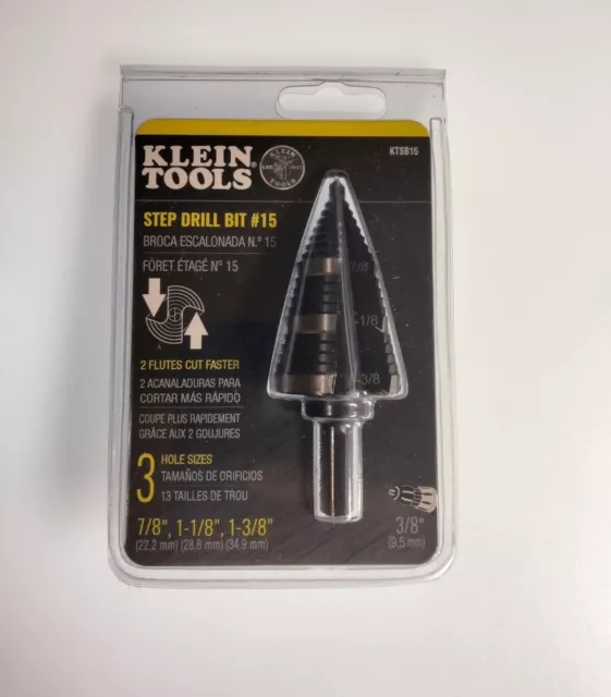 Klein Tools KTSB15 Step Drill Bit #15   7/8", 1-1/8", 1-3/8"  #1150 NEW